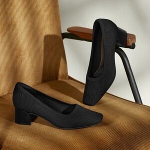 VIVAIA Block Heel Pumps Comfortable Knit Dress Shoes black Size EU/41 US/9.5